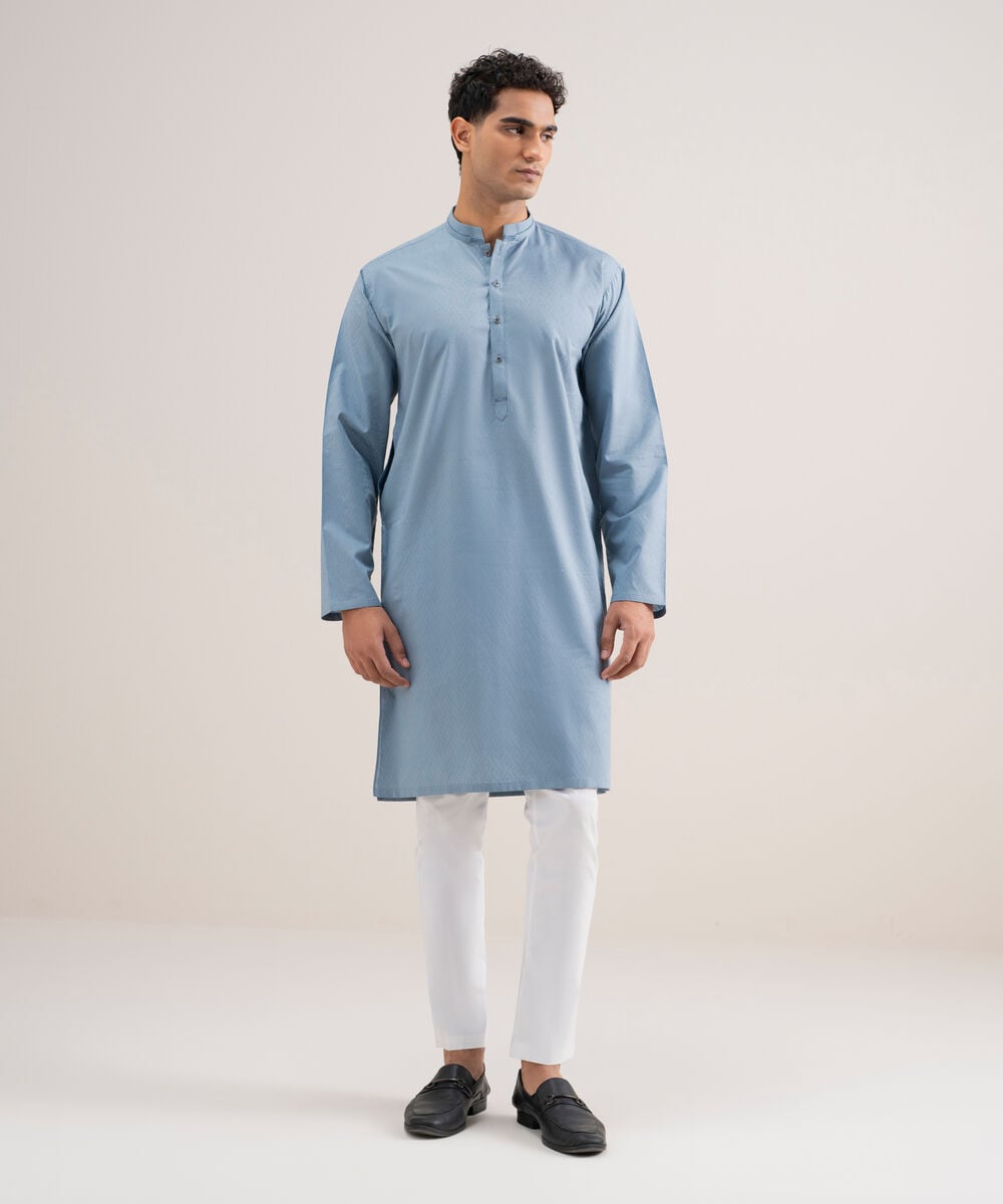 Premium Cotton Jacquard Kurta โ Sapphire view 3
