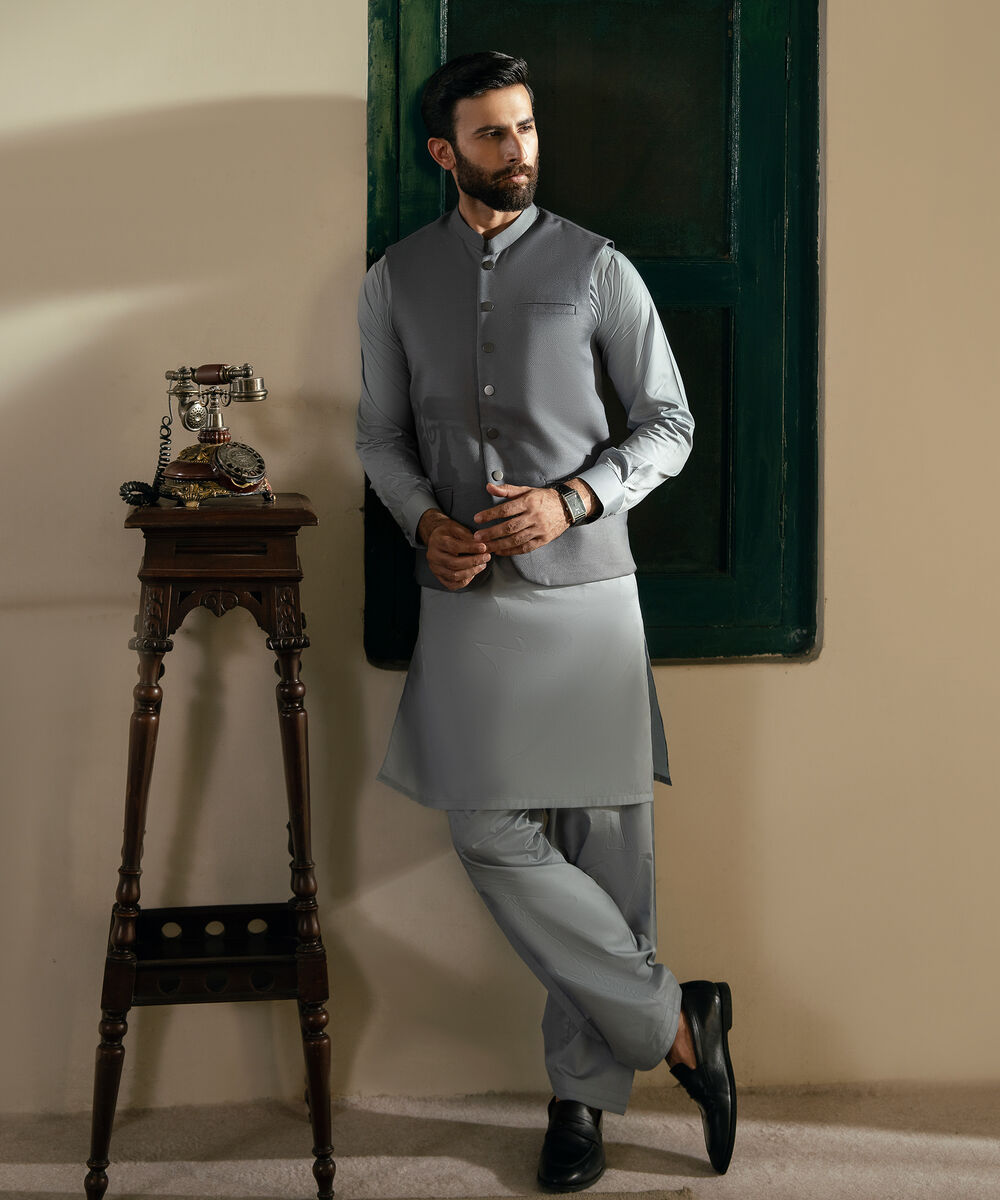 Textured Dobby Waistcoat — Sapphire