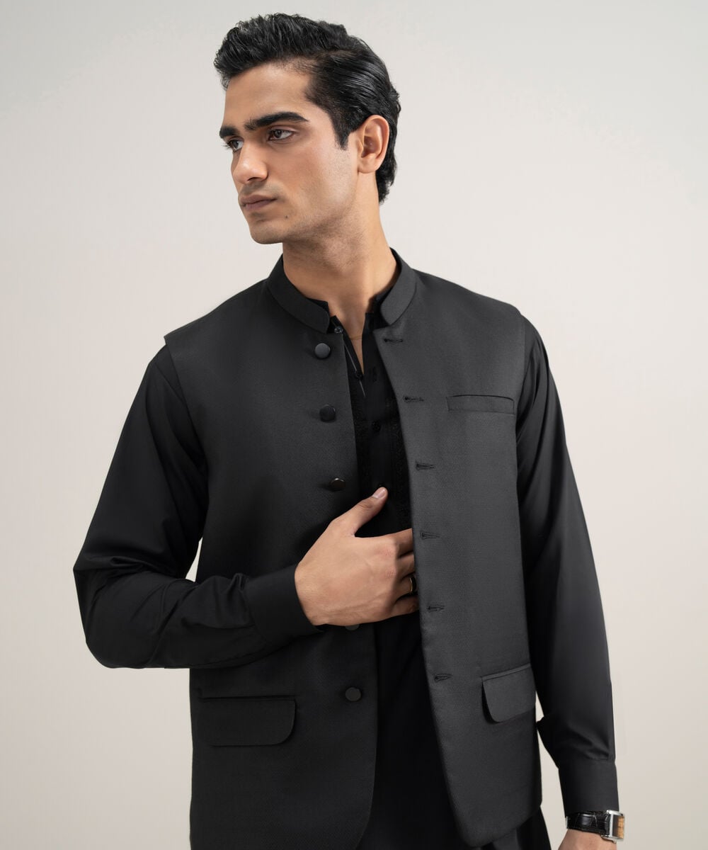Textured Dobby Waistcoat — Sapphire
