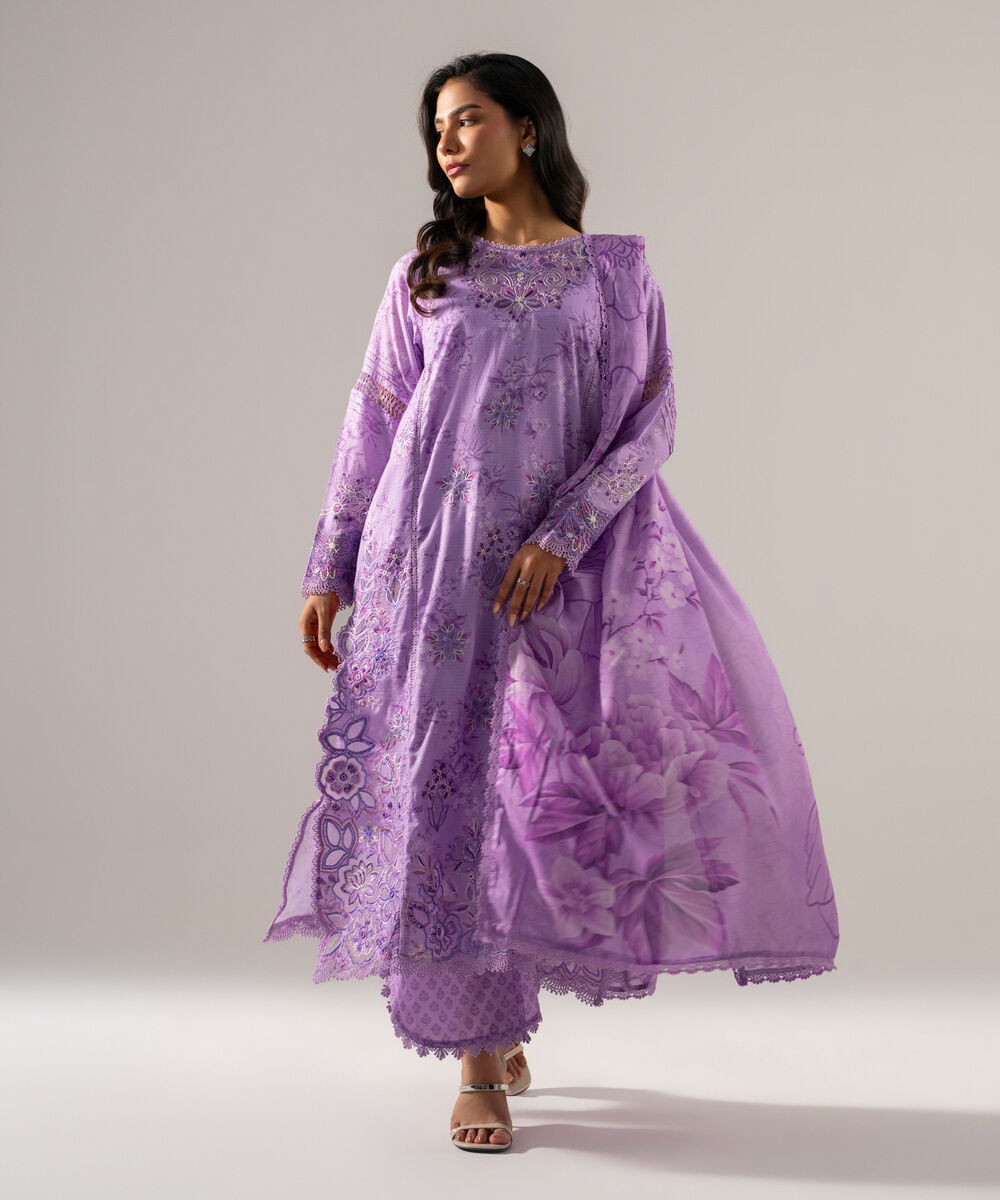 3 Piece - Embroidered Dobby Suit — Sapphire