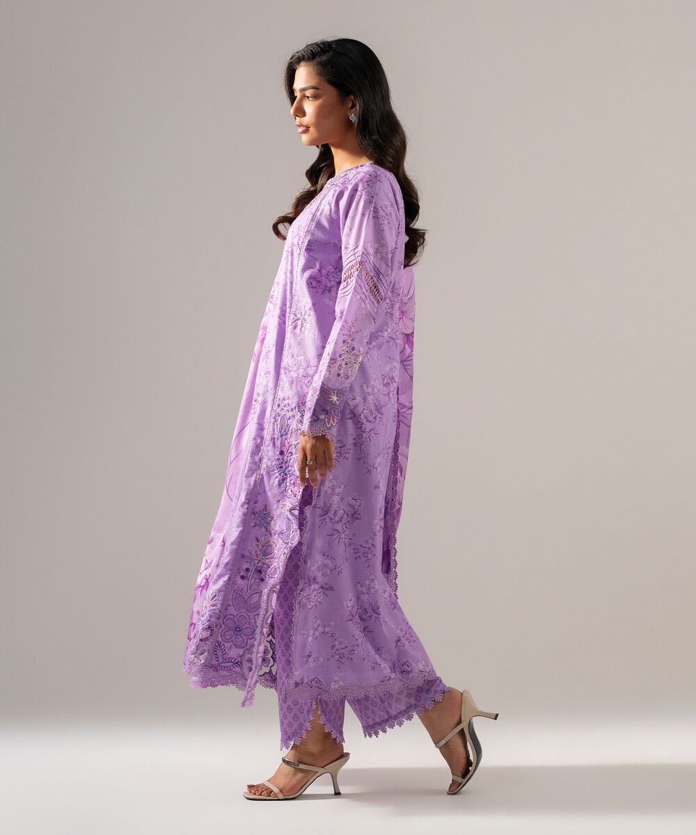 3 Piece - Embroidered Dobby Suit โ Sapphire view 3