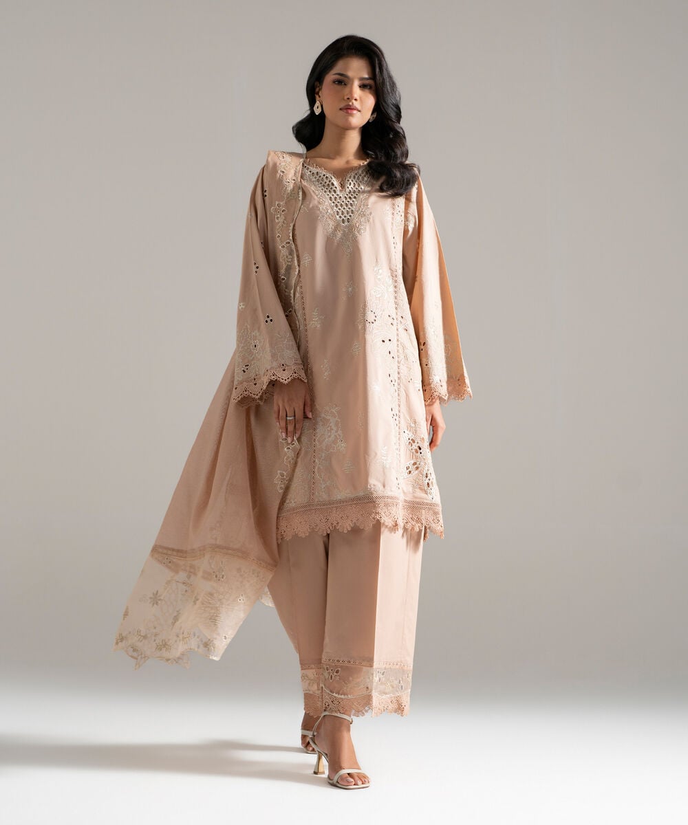 Embroidered Khaddi Net Dupatta — Sapphire