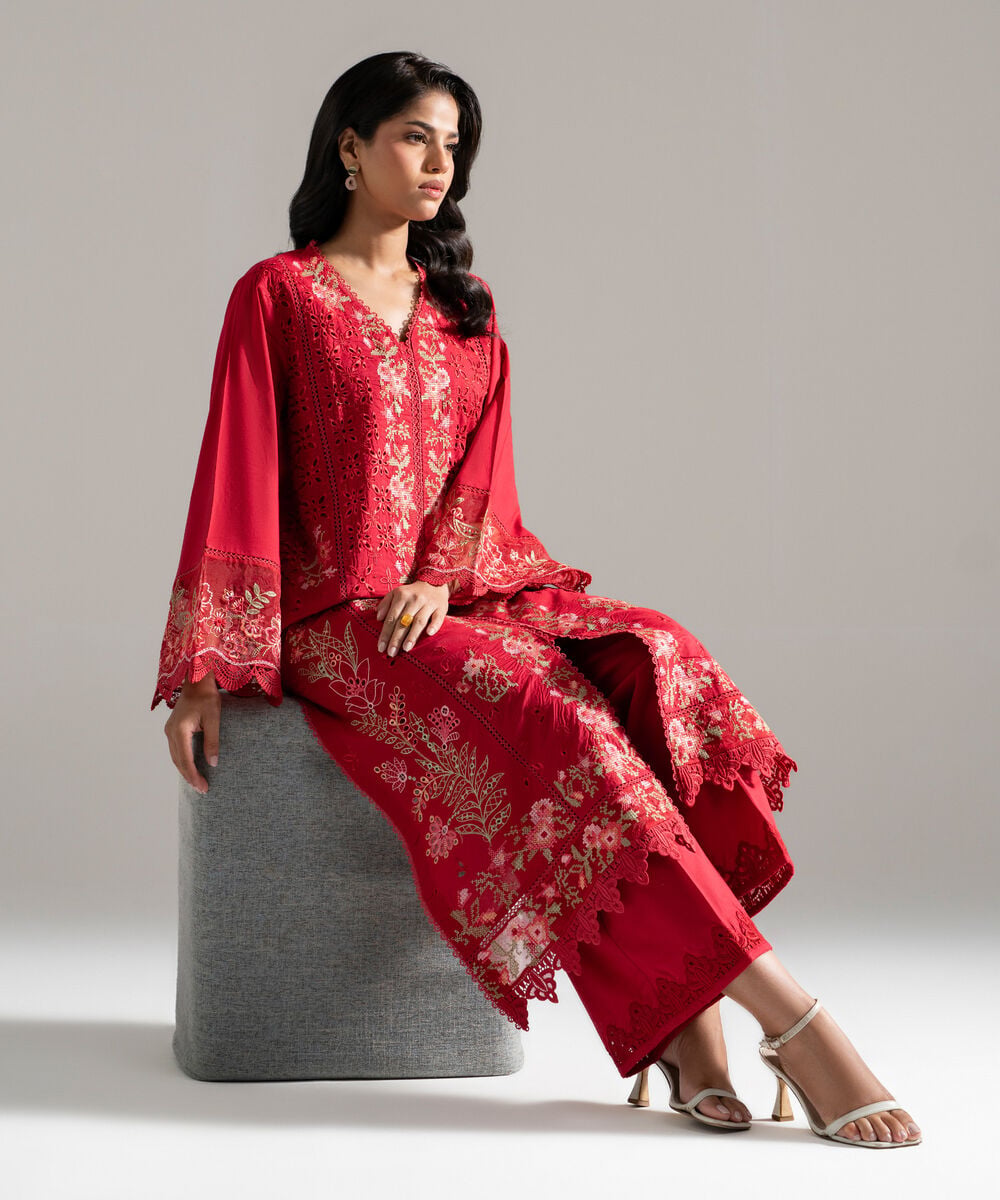 Embroidered Khaddi Net Dupatta — Sapphire