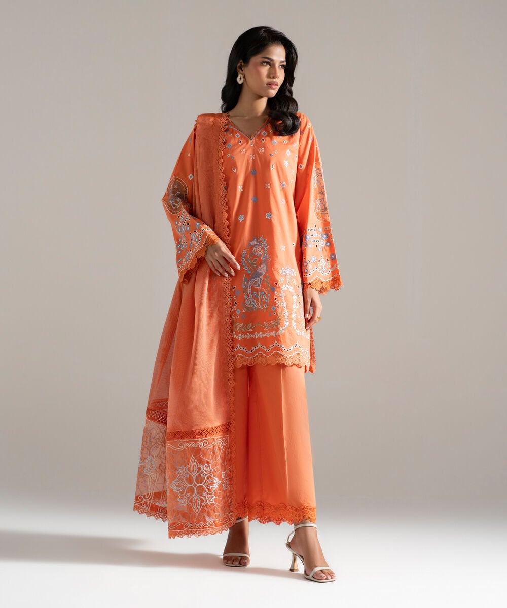 Embroidered Khaddi Net Dupatta — Sapphire