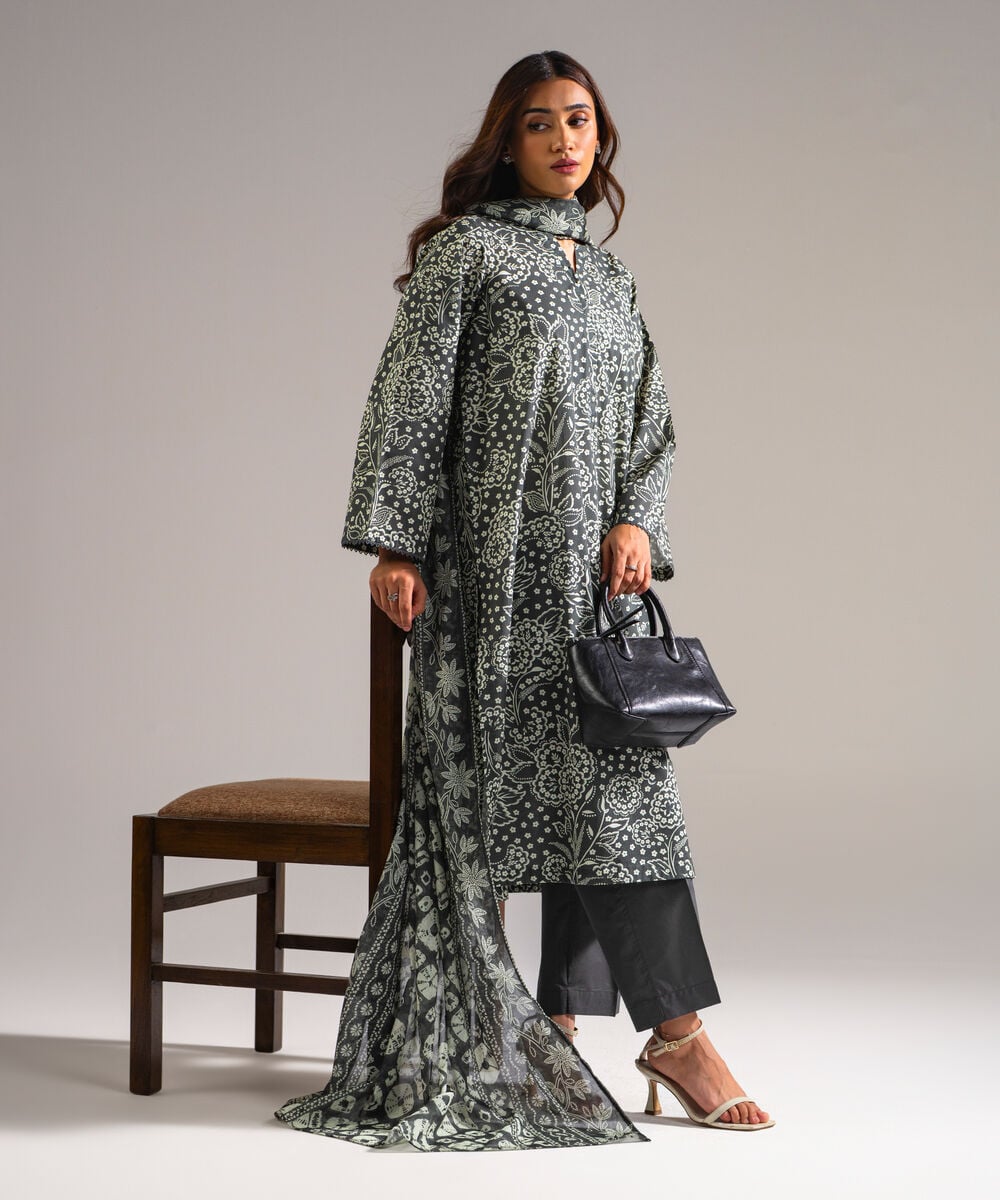 3 Piece - Printed Lawn Suit — Sapphire