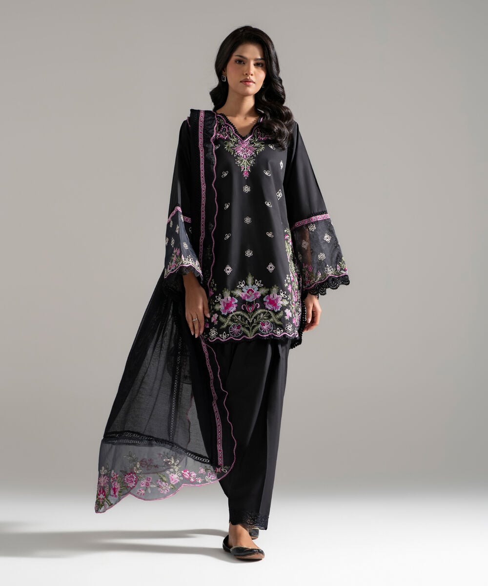 2 Piece - Embroidered Lawn Suit — Sapphire