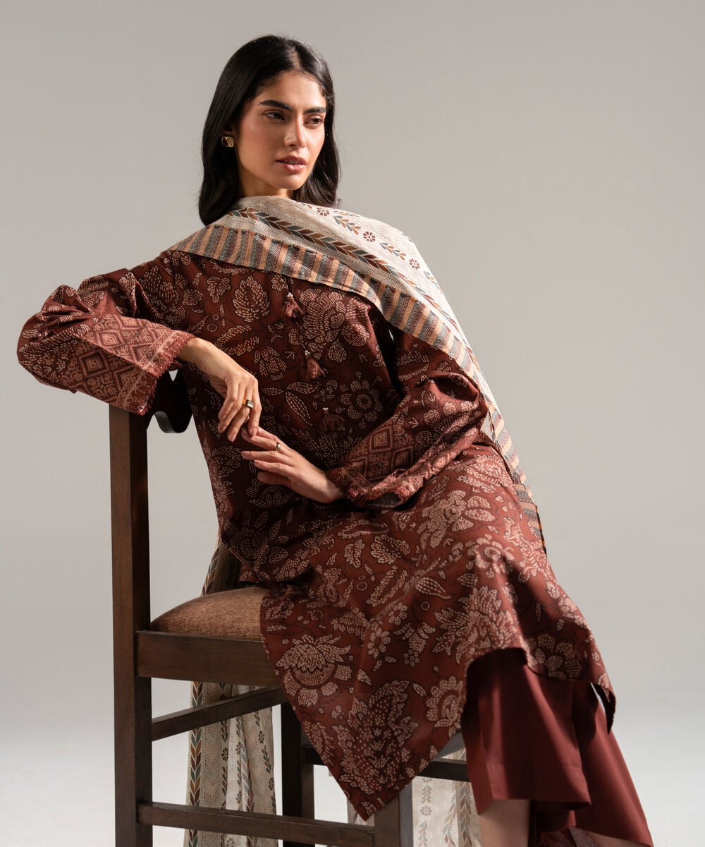 3 Piece - Printed Lawn Suit — Sapphire
