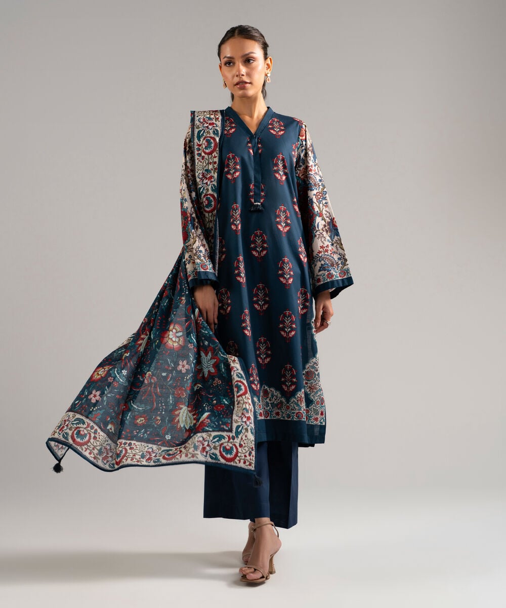 3 Piece - Printed Lawn Suit — Sapphire view 3
