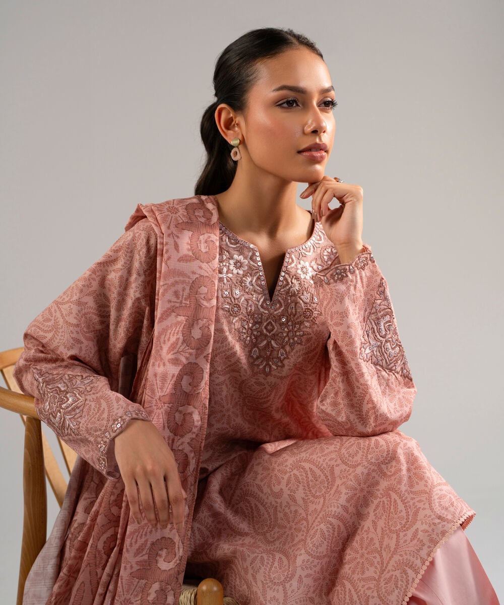3 Piece - Embroidered Lawn Suit — Sapphire