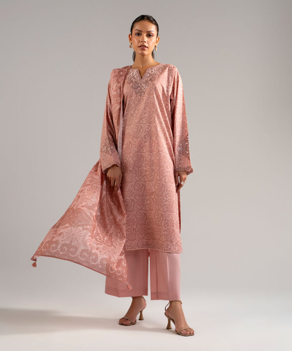 3 Piece - Embroidered Lawn Suit — Sapphire view 3