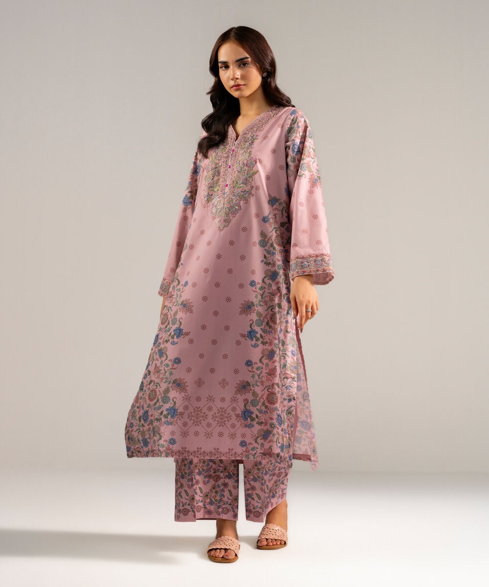 2 Piece - Embroidered Cambric Suit — Sapphire
