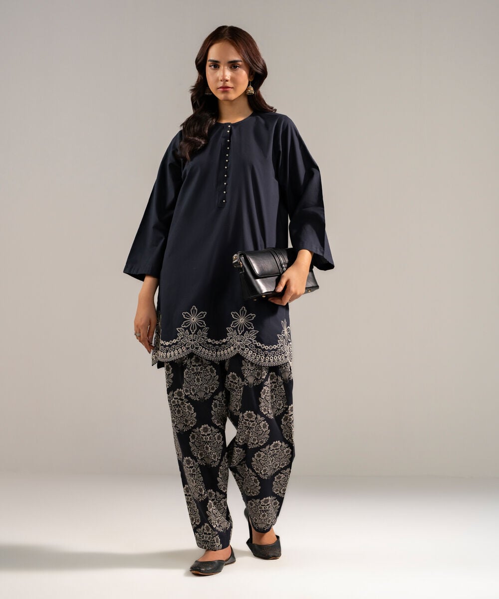 2 Piece - Embroidered Cambric Suit โ Sapphire view 3