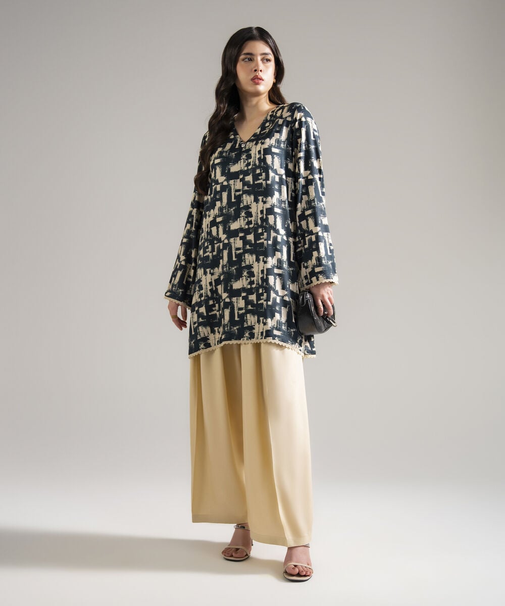 2 Piece - Printed Arabic Lawn Suit — Sapphire