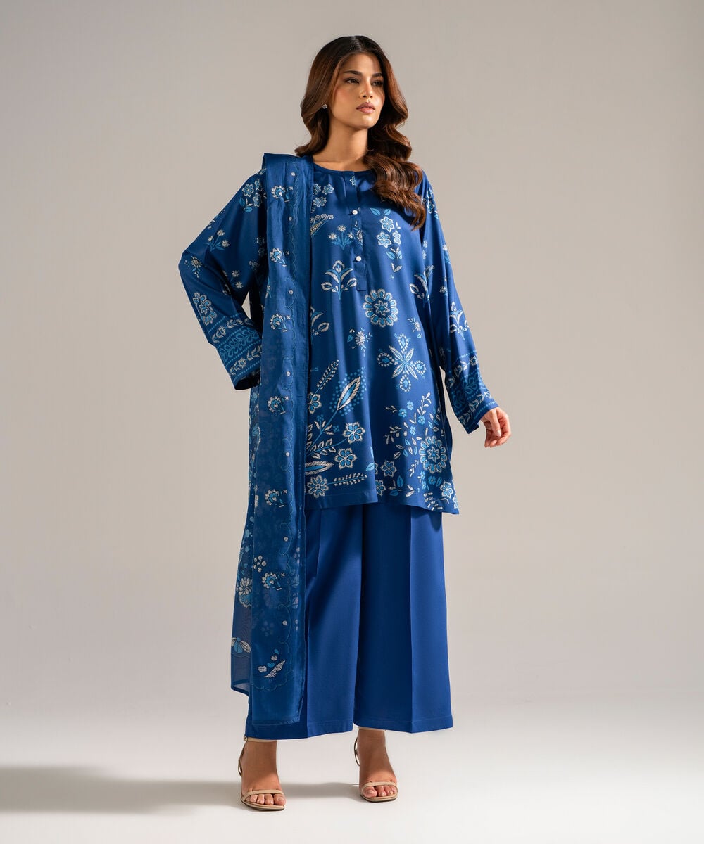 3 Piece - Printed Arabic Lawn Suit โ Sapphire view 3