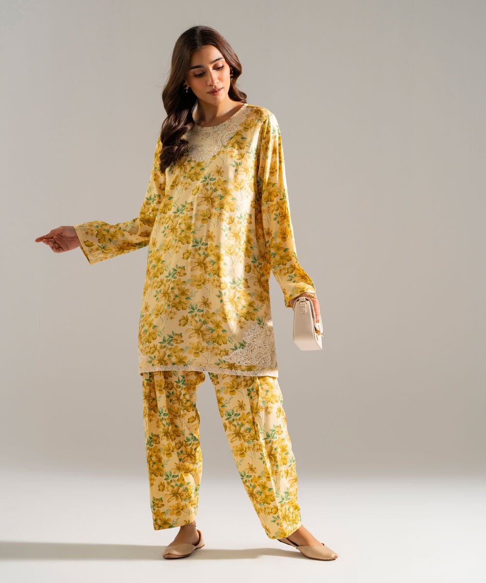 2 Piece - Embroidered Arabic Lawn Suit — Sapphire