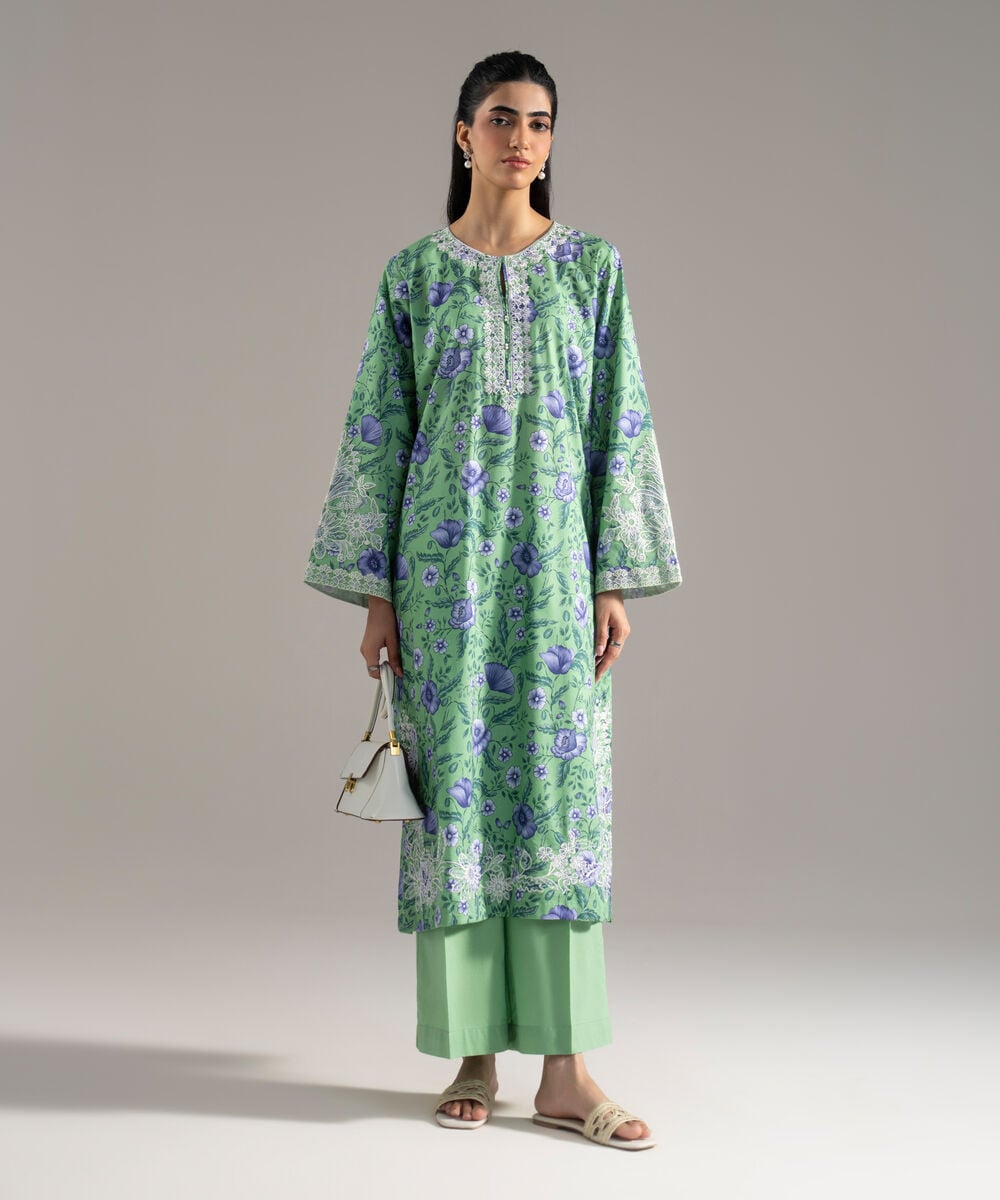 2 Piece - Embroidered Cotton Viscose Suit — Sapphire