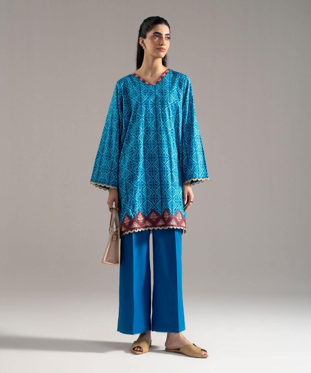 2 Piece - Embroidered Cotton Viscose Suit — Sapphire