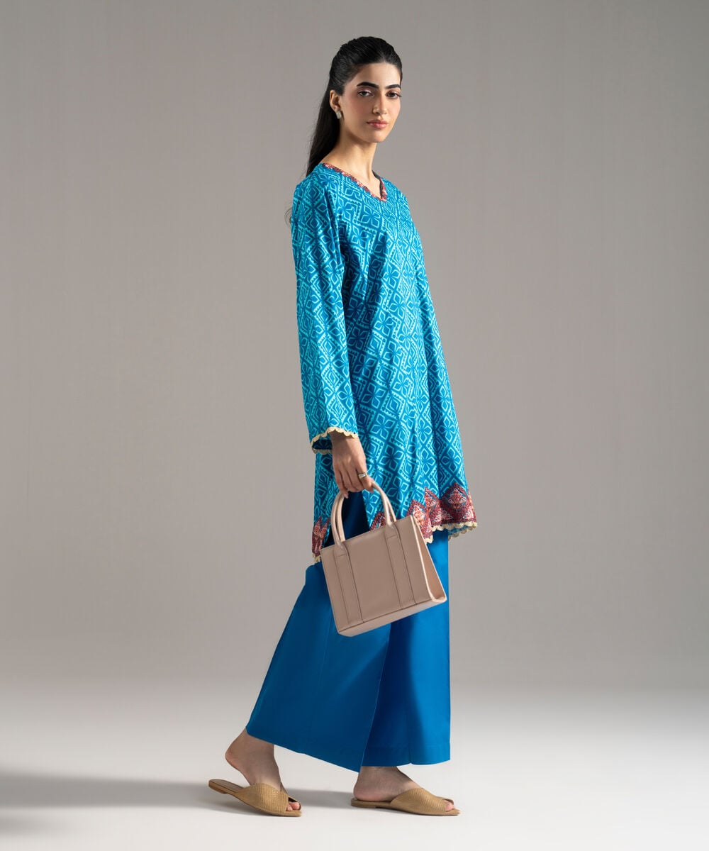 2 Piece - Embroidered Cotton Viscose Suit — Sapphire view 3