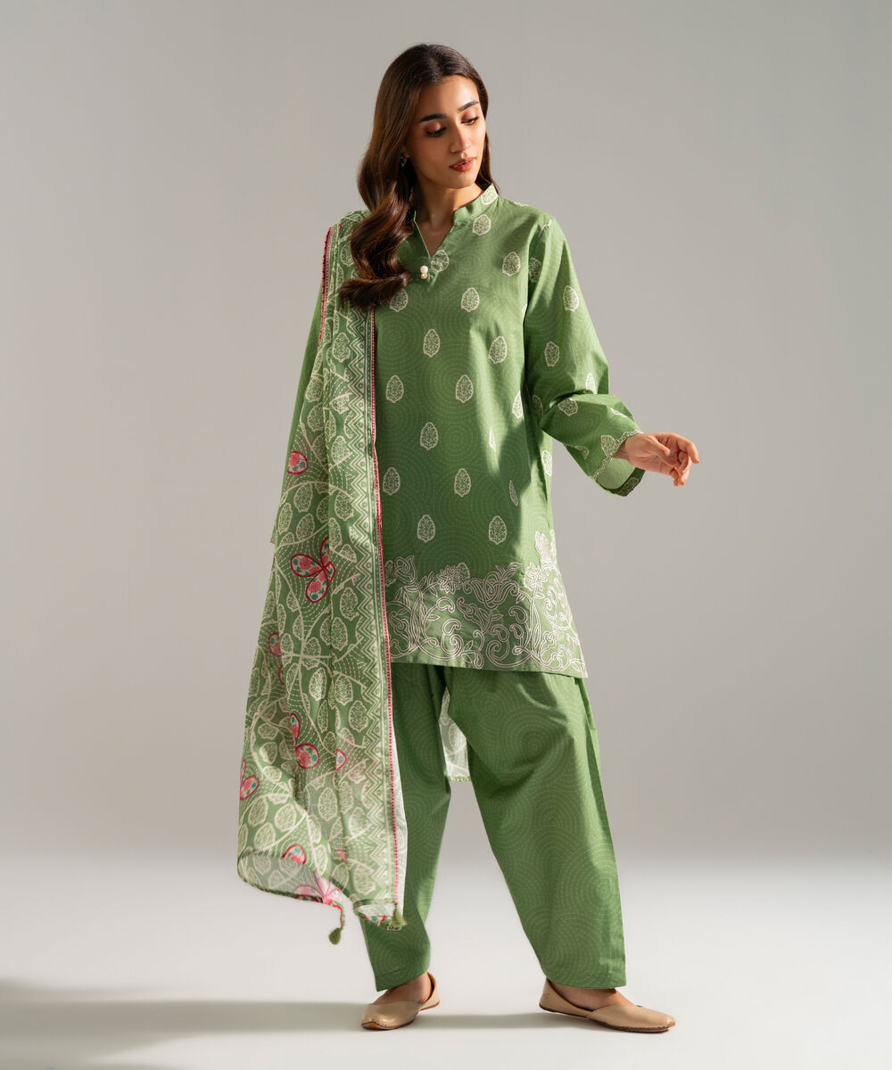 3 Piece - Embroidered Cambric Suit — Sapphire
