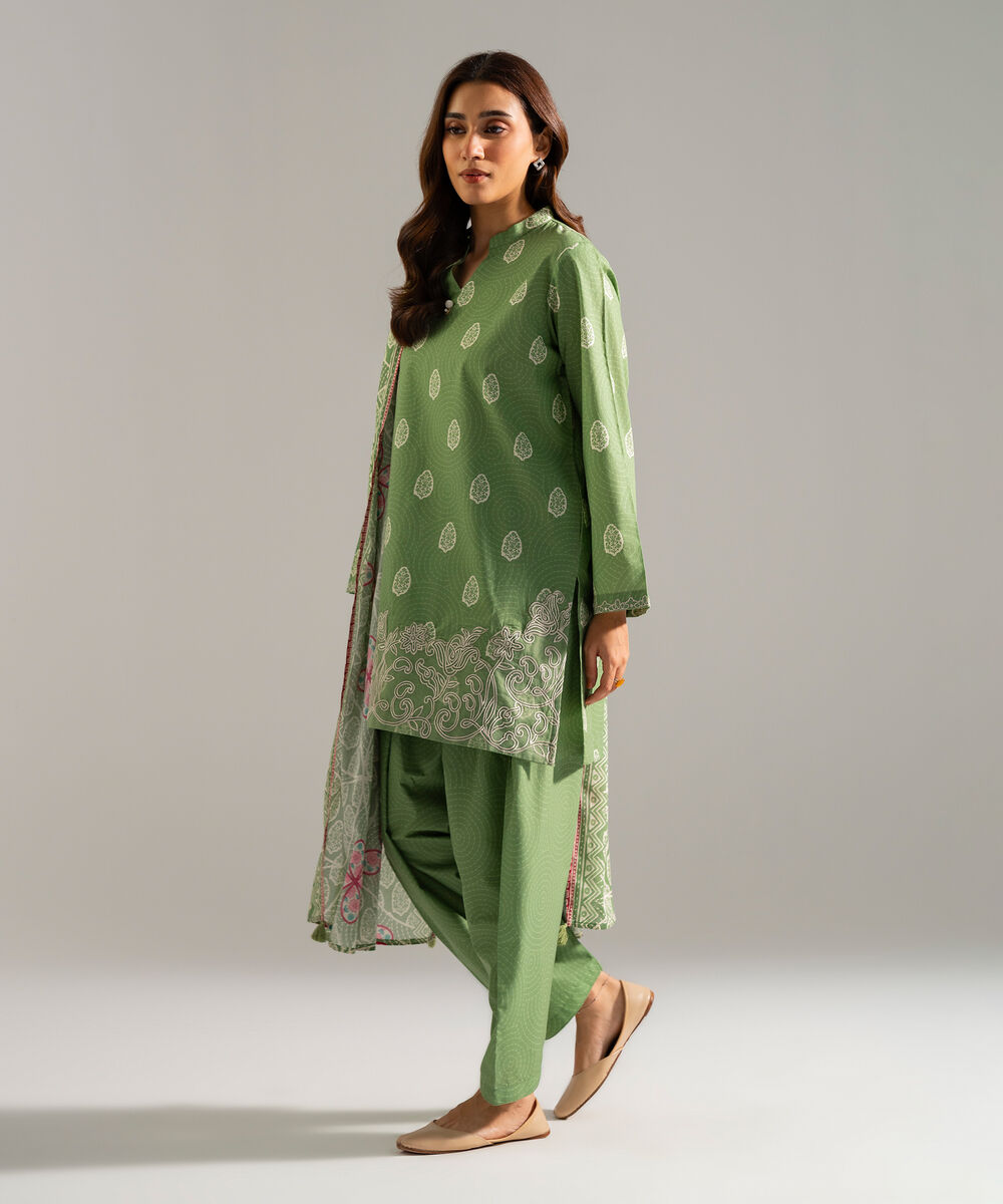 3 Piece - Embroidered Cambric Suit โ Sapphire view 3