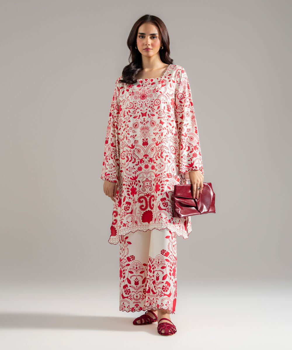 Printed Arabic Lawn Flared Pants — Sapphire view 3