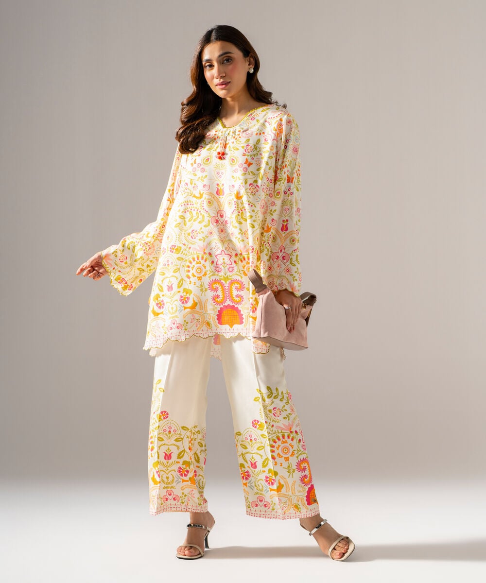 Printed Arabic Cambric Straight Pants — Sapphire view 3