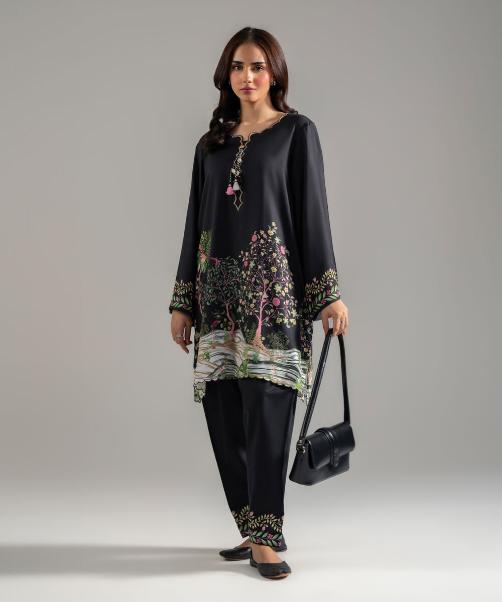 Printed Arabic Lawn Shirt — Sapphire