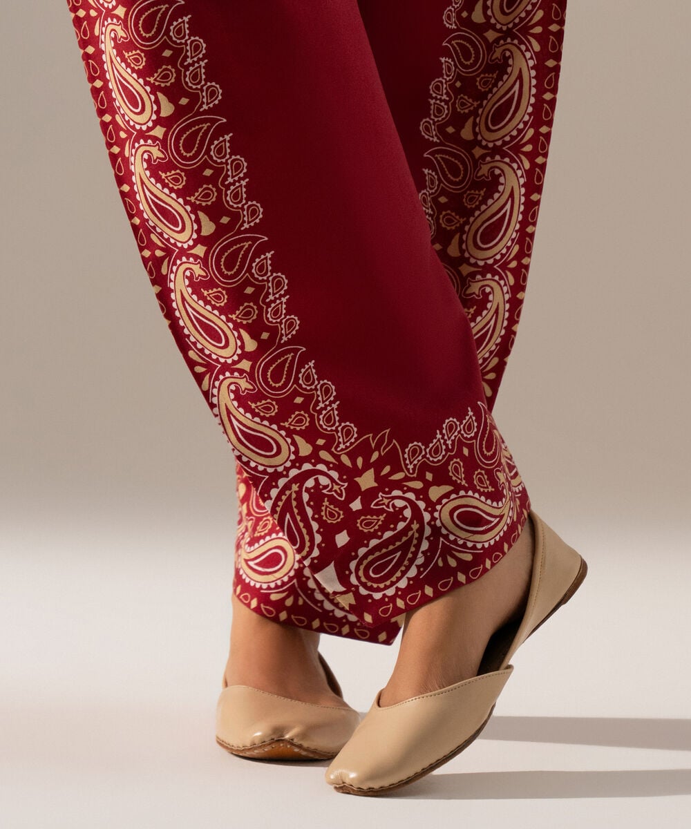 Printed Cambric Skinny Shalwar — Sapphire