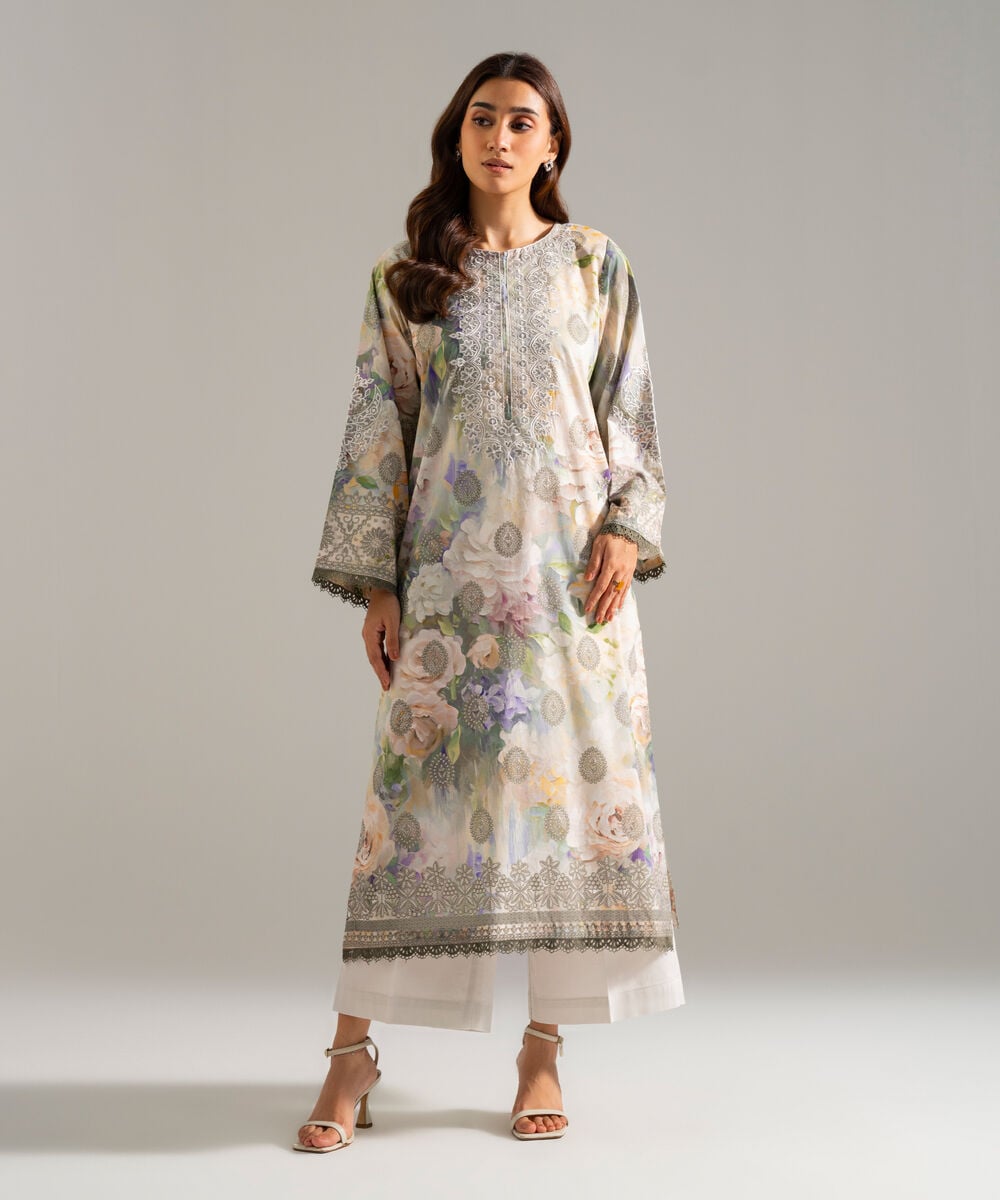 2 Piece - Embroidered Lawn Suit — Sapphire