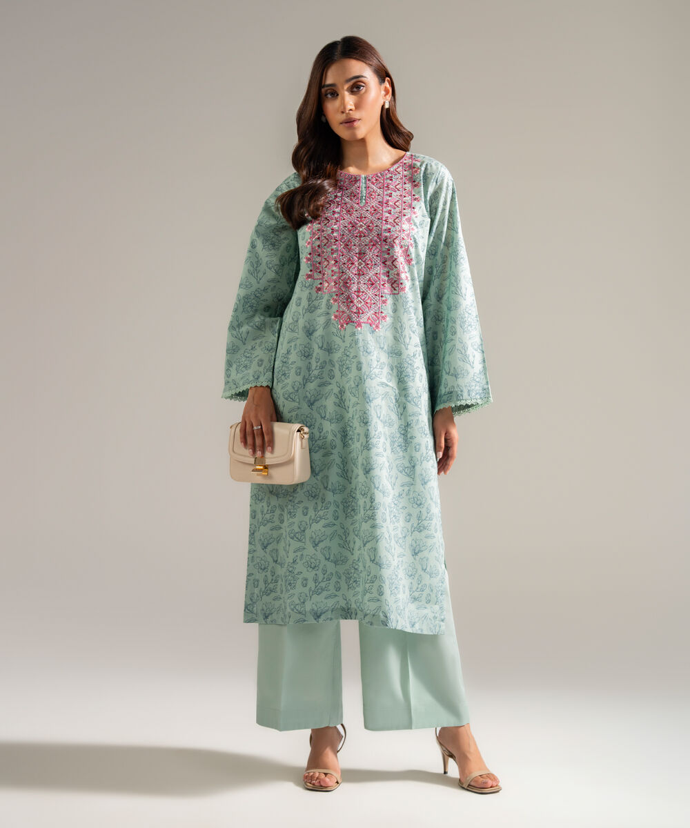 2 Piece - Embroidered Cambric Suit — Sapphire
