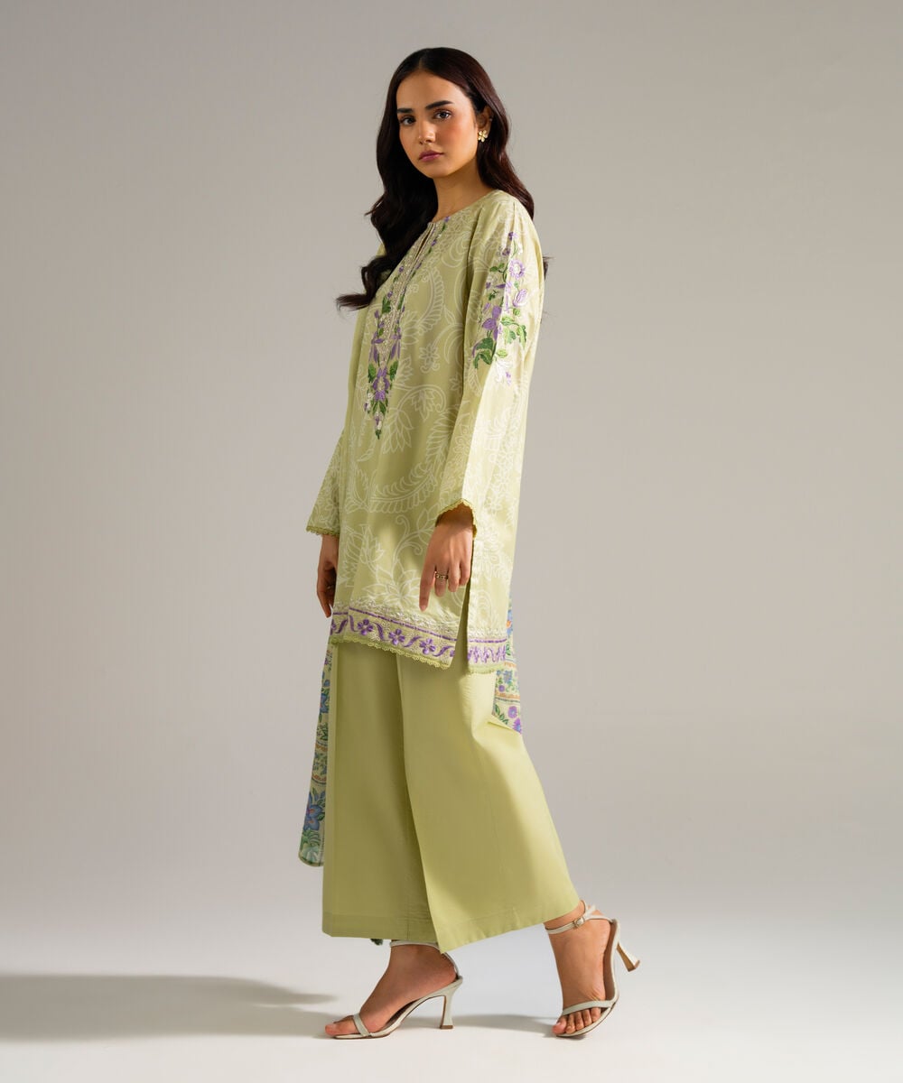 3 Piece - Embroidered Cambric Suit โ Sapphire view 3
