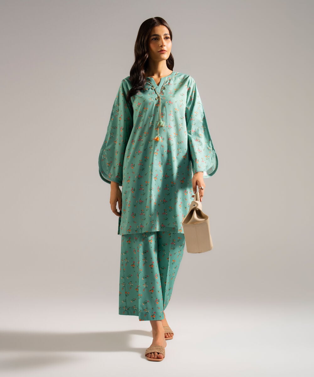 Printed Cambric Flared Pants โ Sapphire view 3