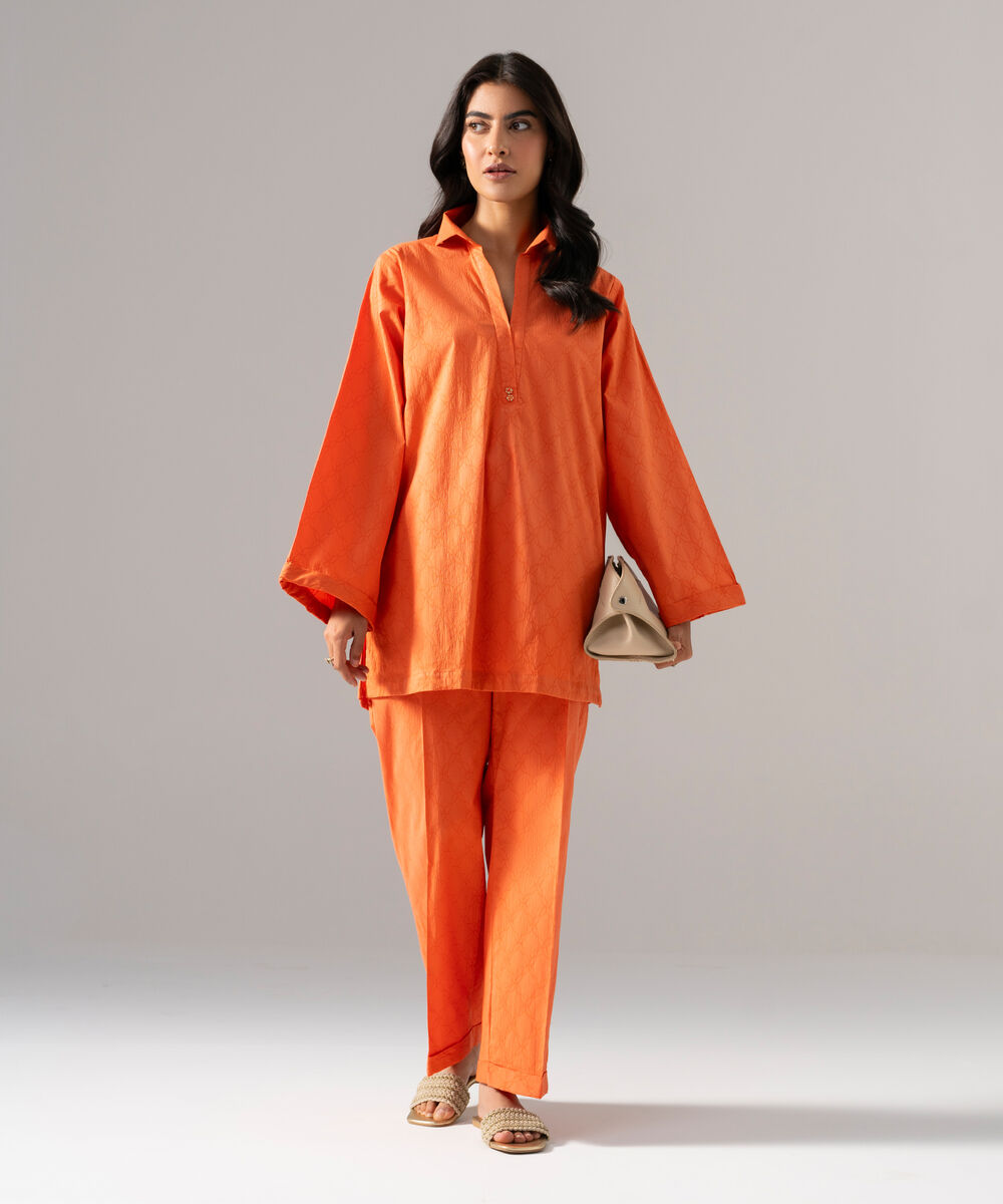 2 Piece - Solid Textured Cotton Suit — Sapphire view 3