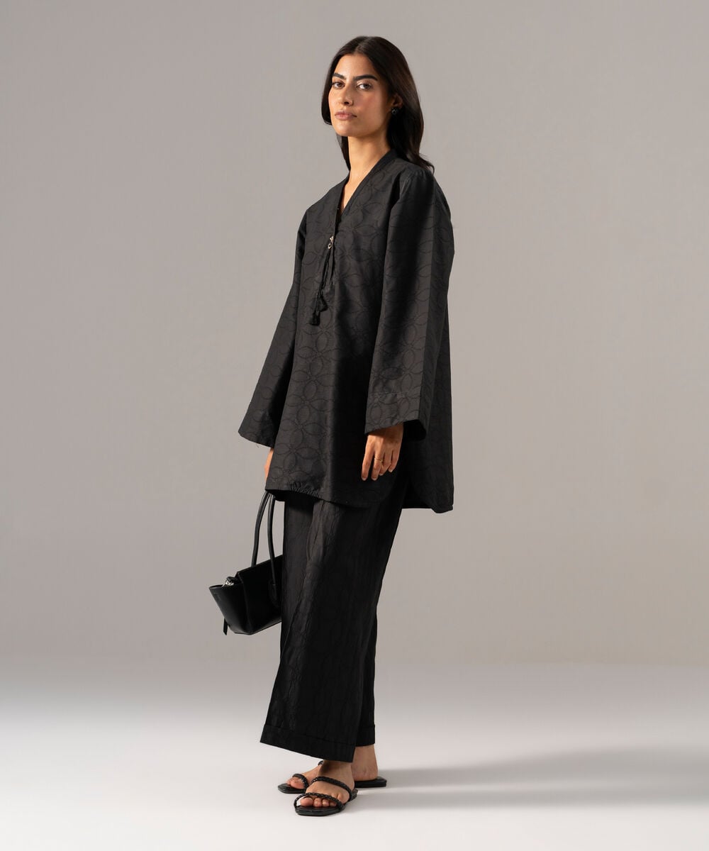 2 Piece - Solid Textured Cotton Suit — Sapphire view 3