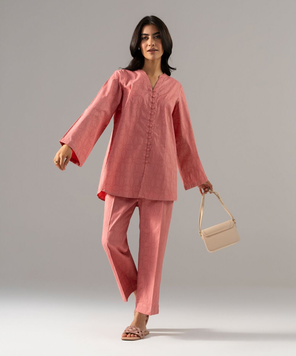 2 Piece - Solid Textured Cotton Suit — Sapphire