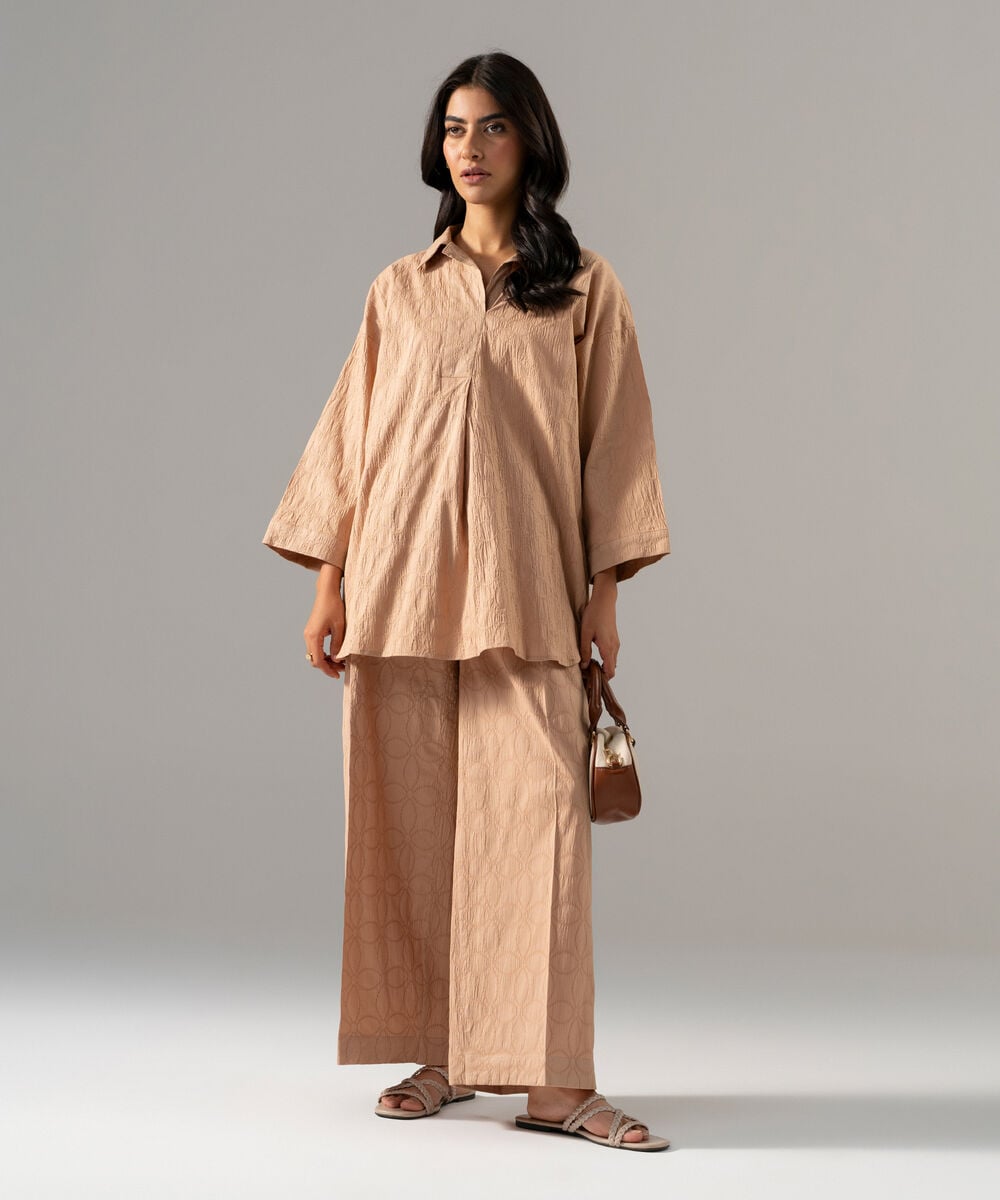 2 Piece - Solid Textured Cotton Suit — Sapphire view 3