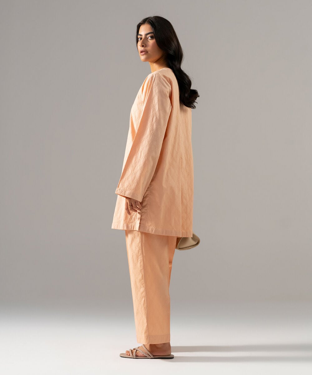 2 Piece - Solid Textured Cotton Suit — Sapphire view 3