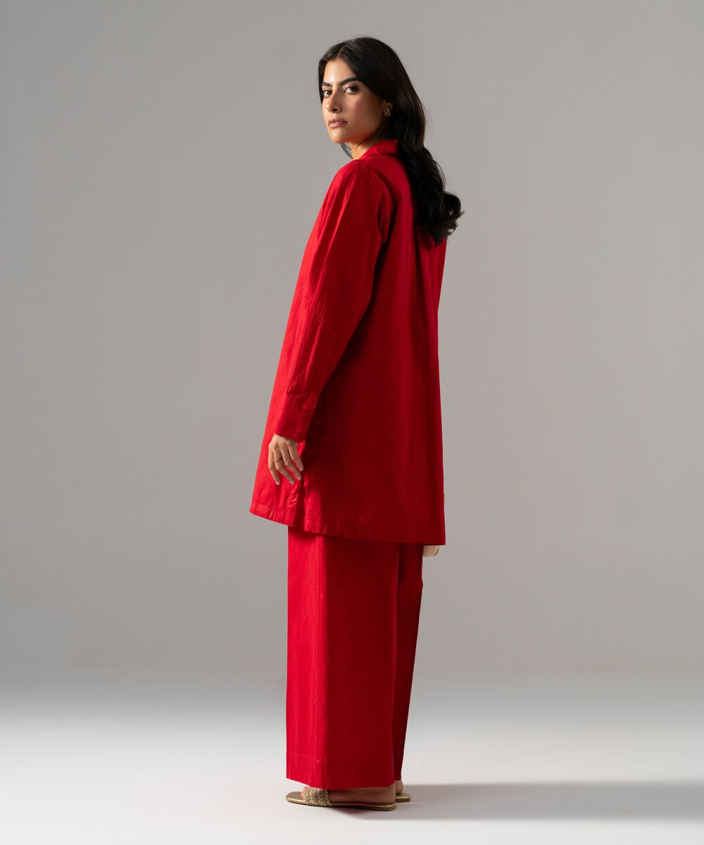 2 Piece - Solid Textured Cotton Suit — Sapphire view 3