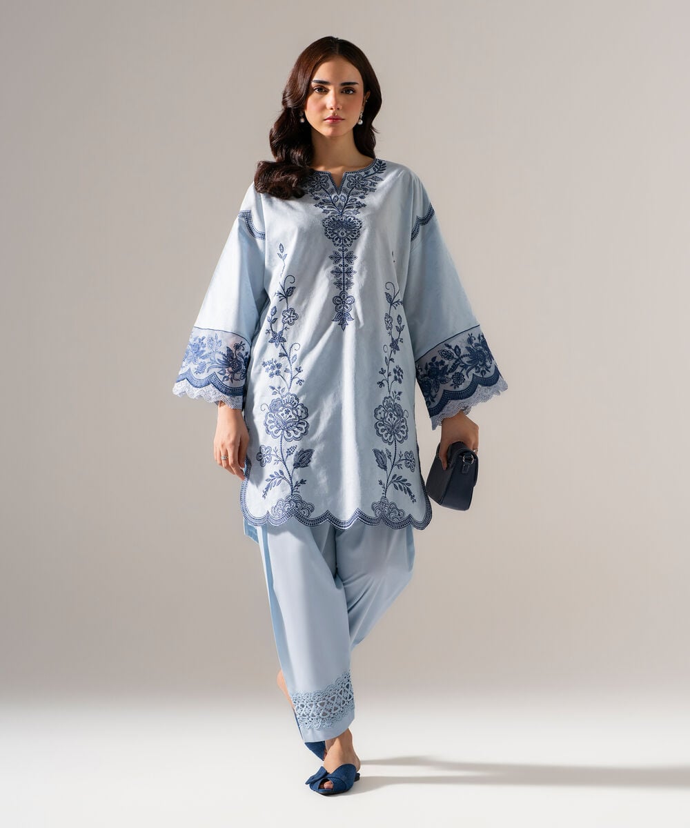 2 Piece - Embroidered Jacquard Suit — Sapphire view 3