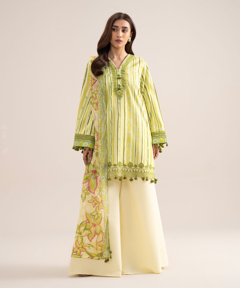 3 Piece - Embroidered Arabic Lawn Suit — Sapphire