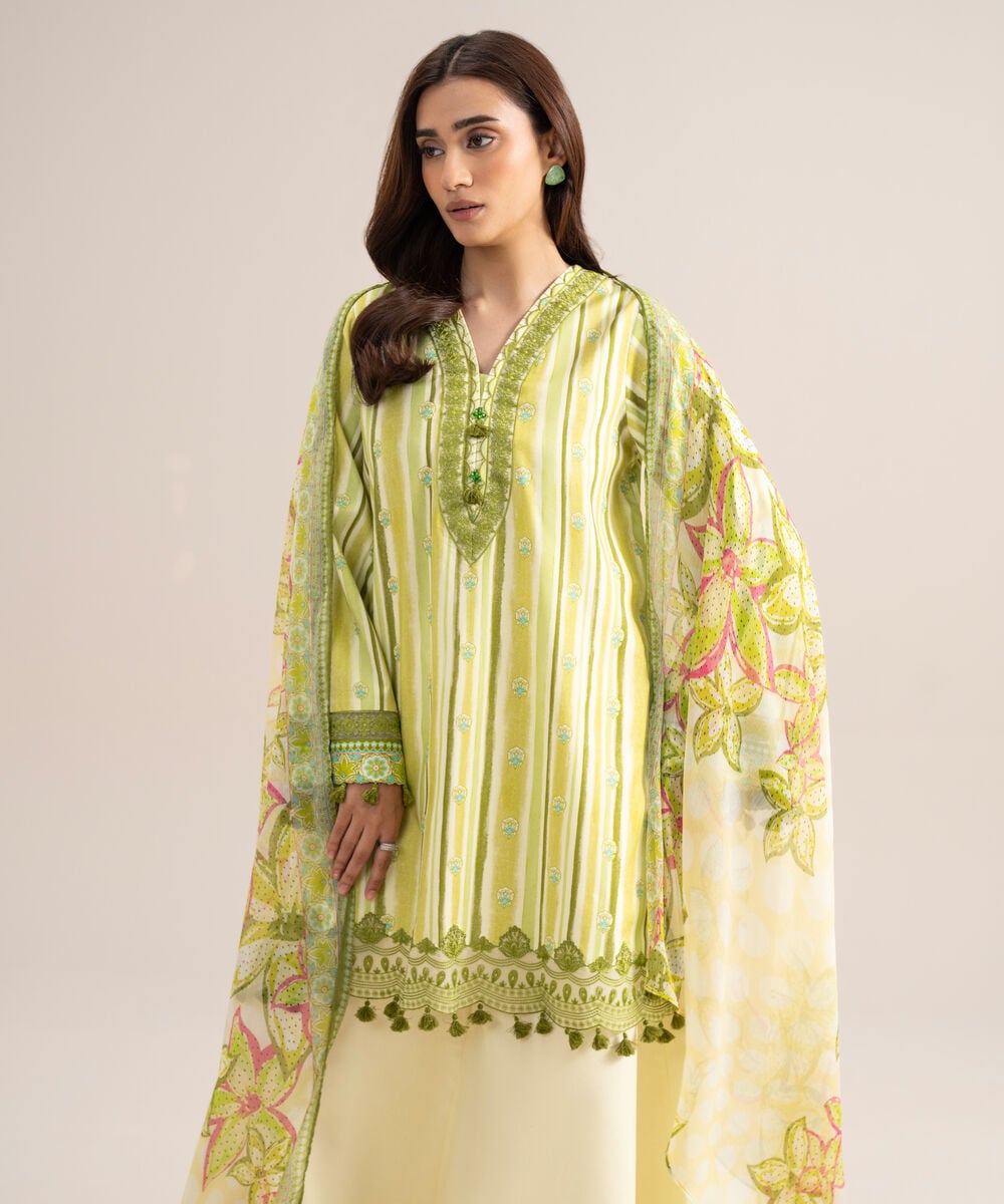 3 Piece - Embroidered Arabic Lawn Suit โ Sapphire view 3