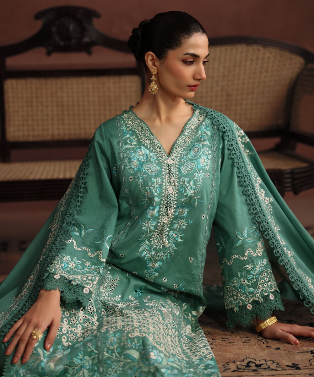 3 Piece - Embroidered Jacquard Suit — Sapphire view 3