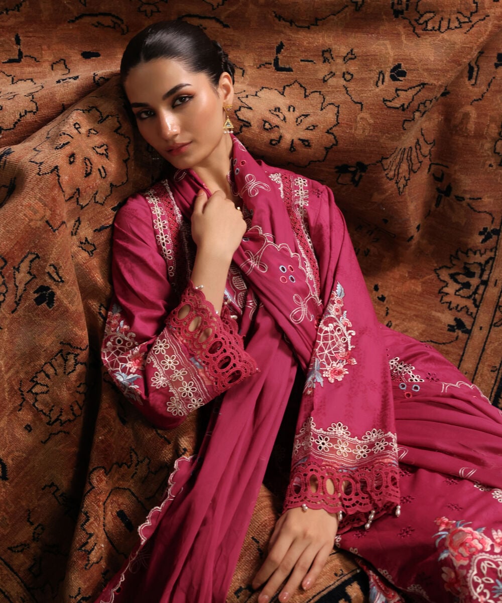 3 Piece - Embroidered Jacquard Suit โ Sapphire view 3