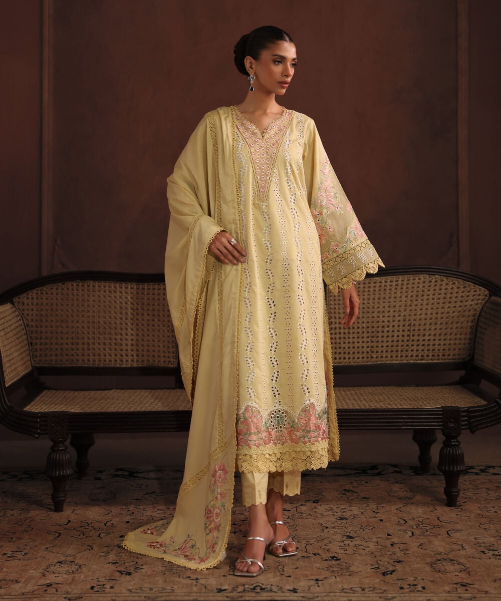 3 Piece - Embroidered Jacquard Suit โ Sapphire view 3