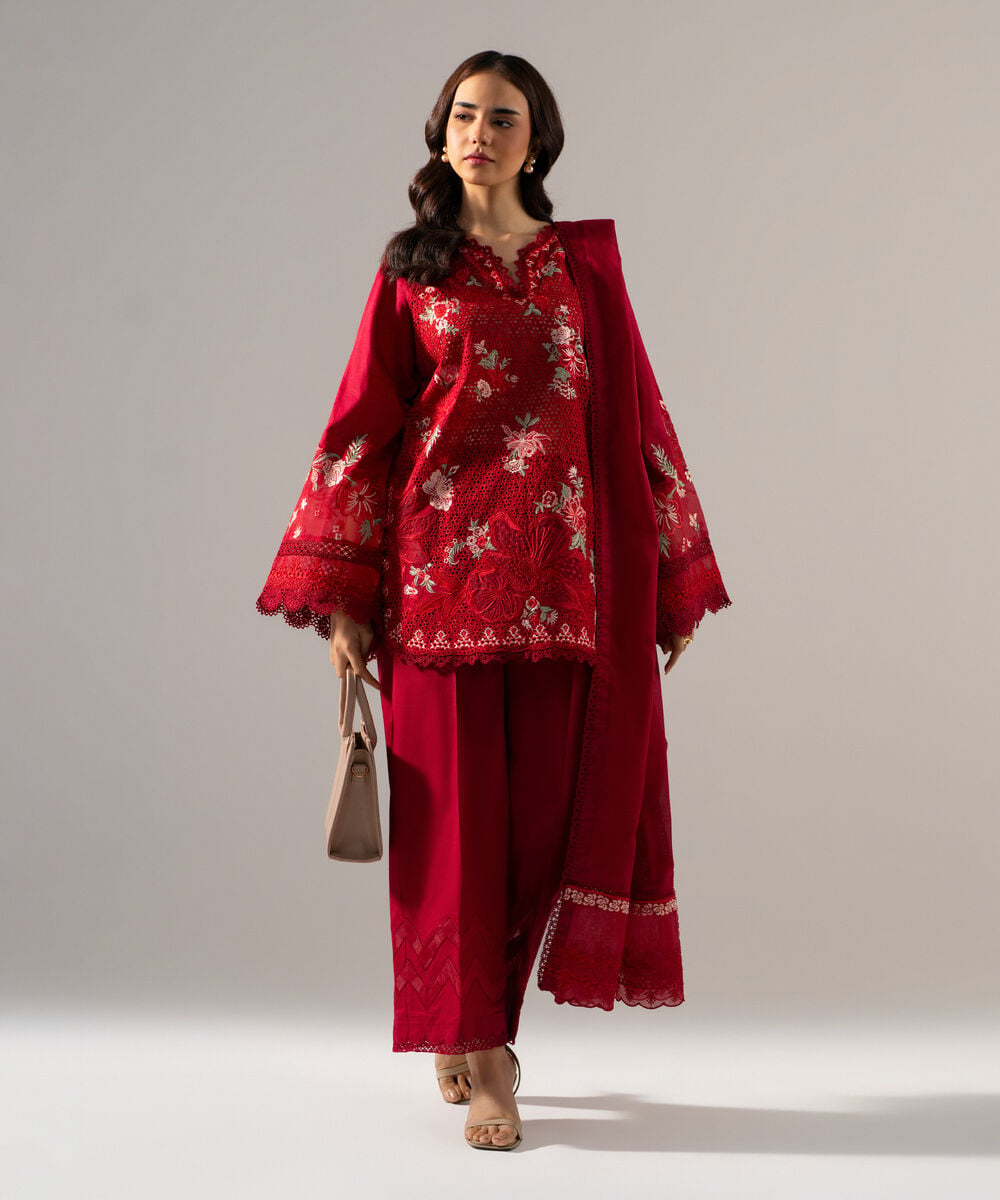3 Piece - Embroidered Jacquard Suit — Sapphire