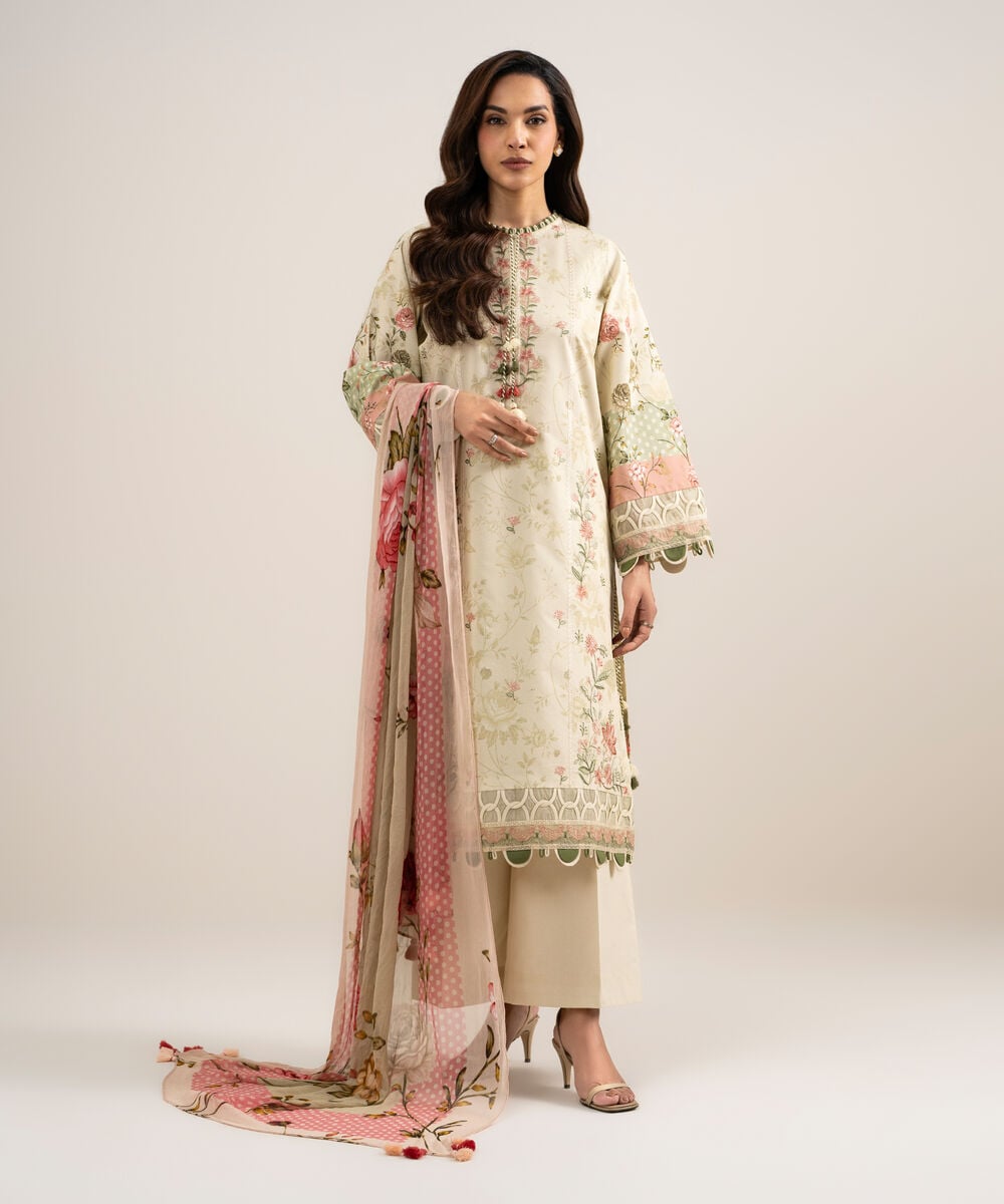 3 Piece - Embroidered Lawn Suit — Sapphire