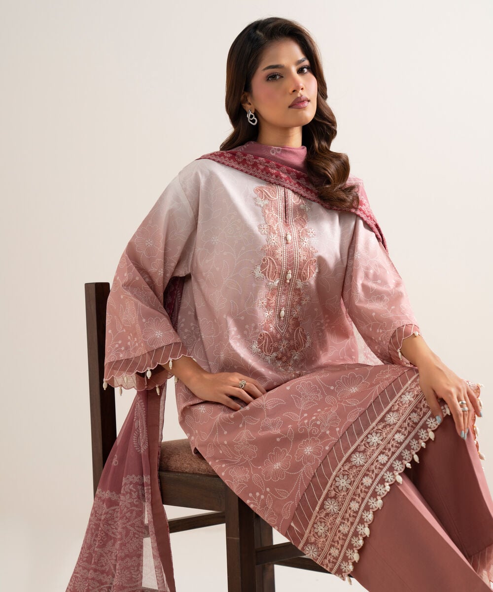 3 Piece - Embroidered Lawn Suit โ Sapphire view 3