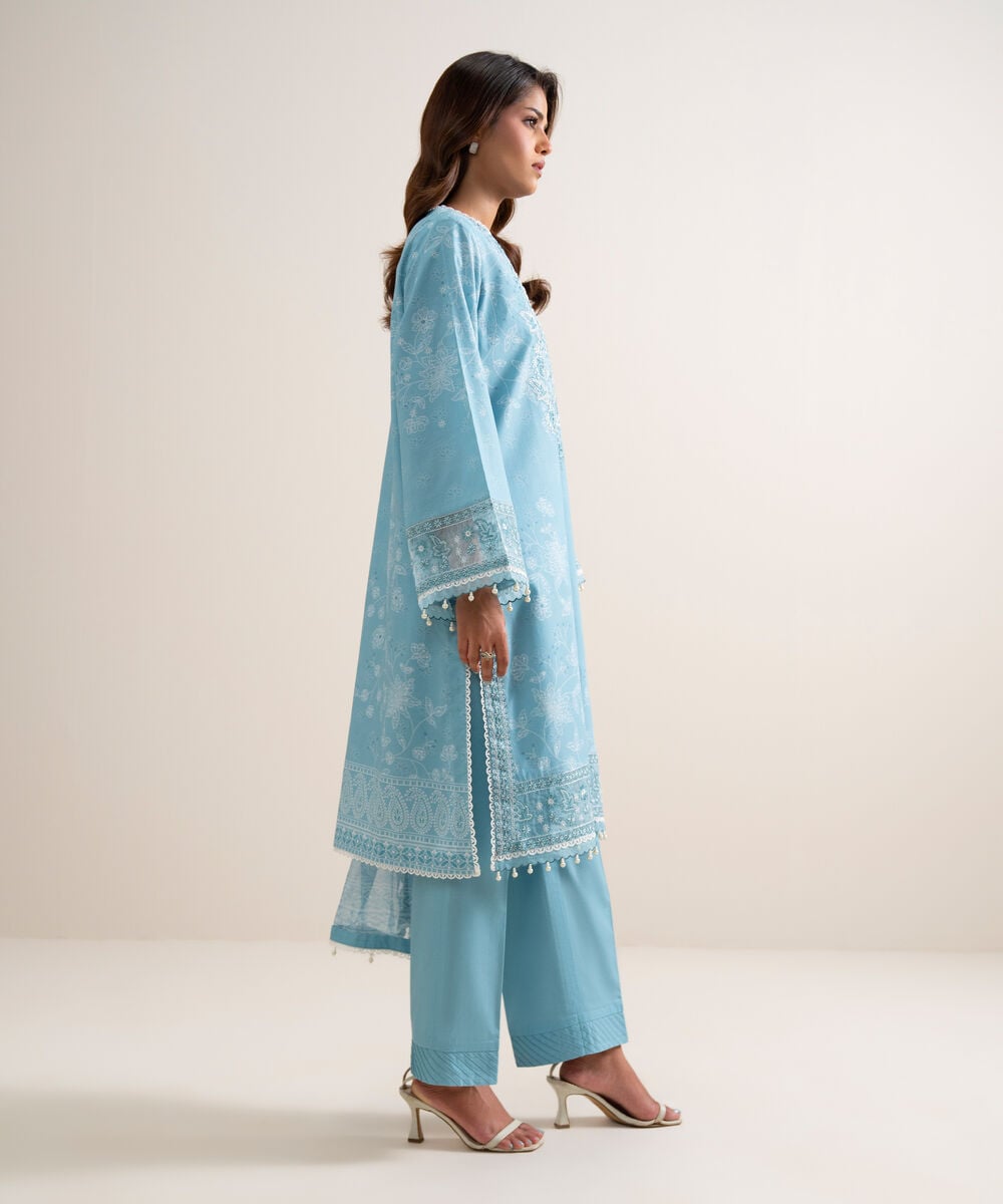 3 Piece - Embroidered Lawn Suit โ Sapphire view 3
