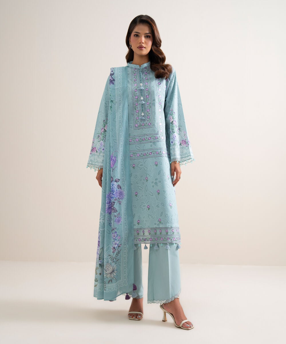 3 Piece - Embroidered Lawn Suit โ Sapphire view 3