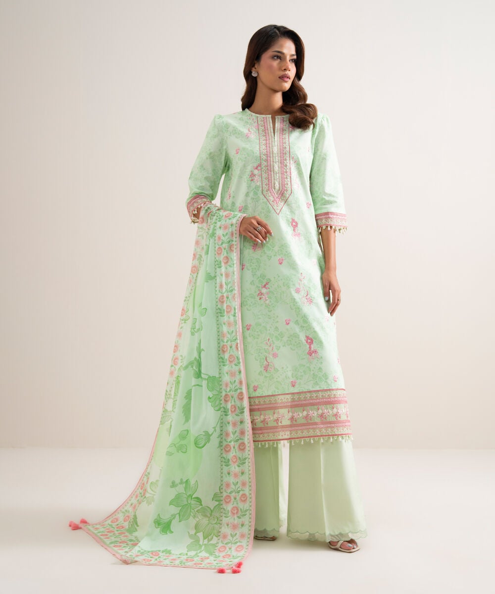 3 Piece - Embroidered Lawn Suit โ Sapphire view 3